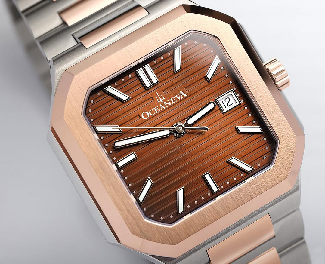 Tenuis Ultra-Thin Swiss Movement Automatic Rose Gold Bezel |Brown Dial