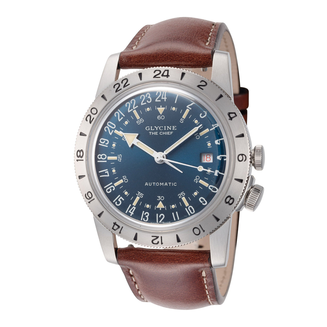 Airman Vintage Purist 40mm / Blue / Brown Blue Dial