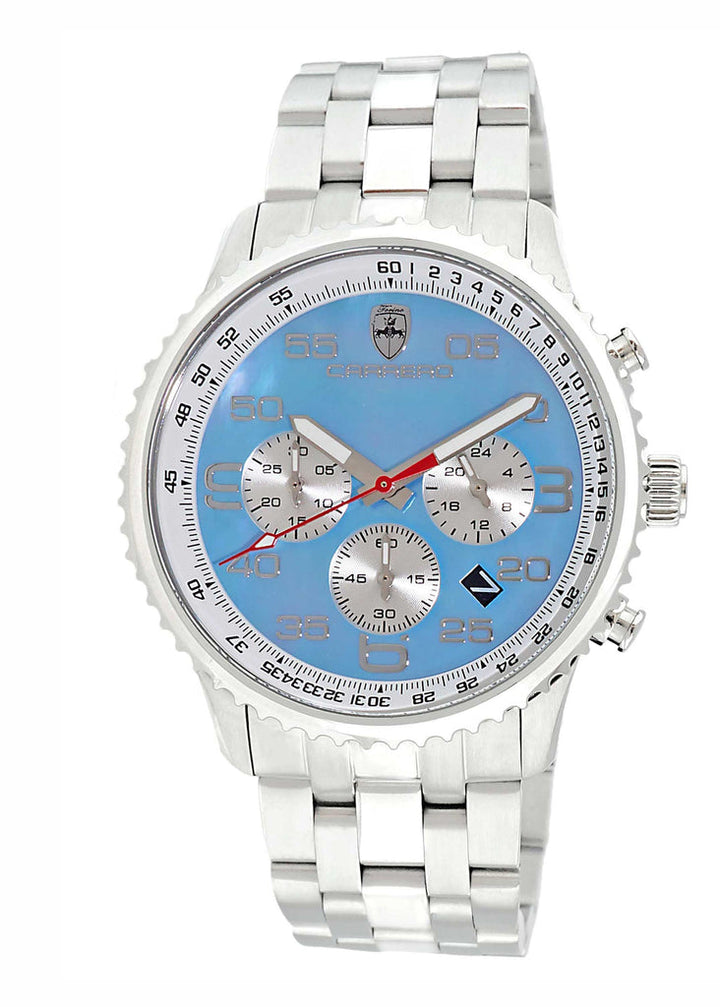 Aureum-MB Silvertone/ Blue | Light Blue Dial