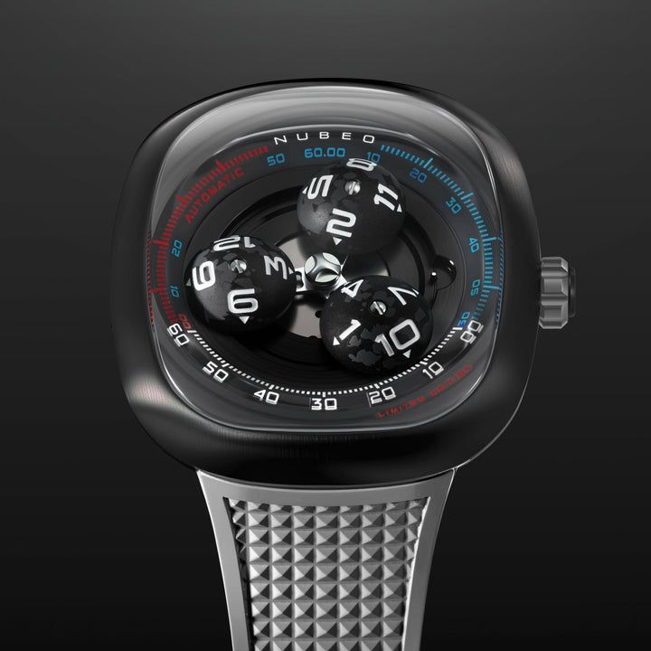 Tri-star Orbit Automatic Limited Edition Black / Rubber Strap Black Dial