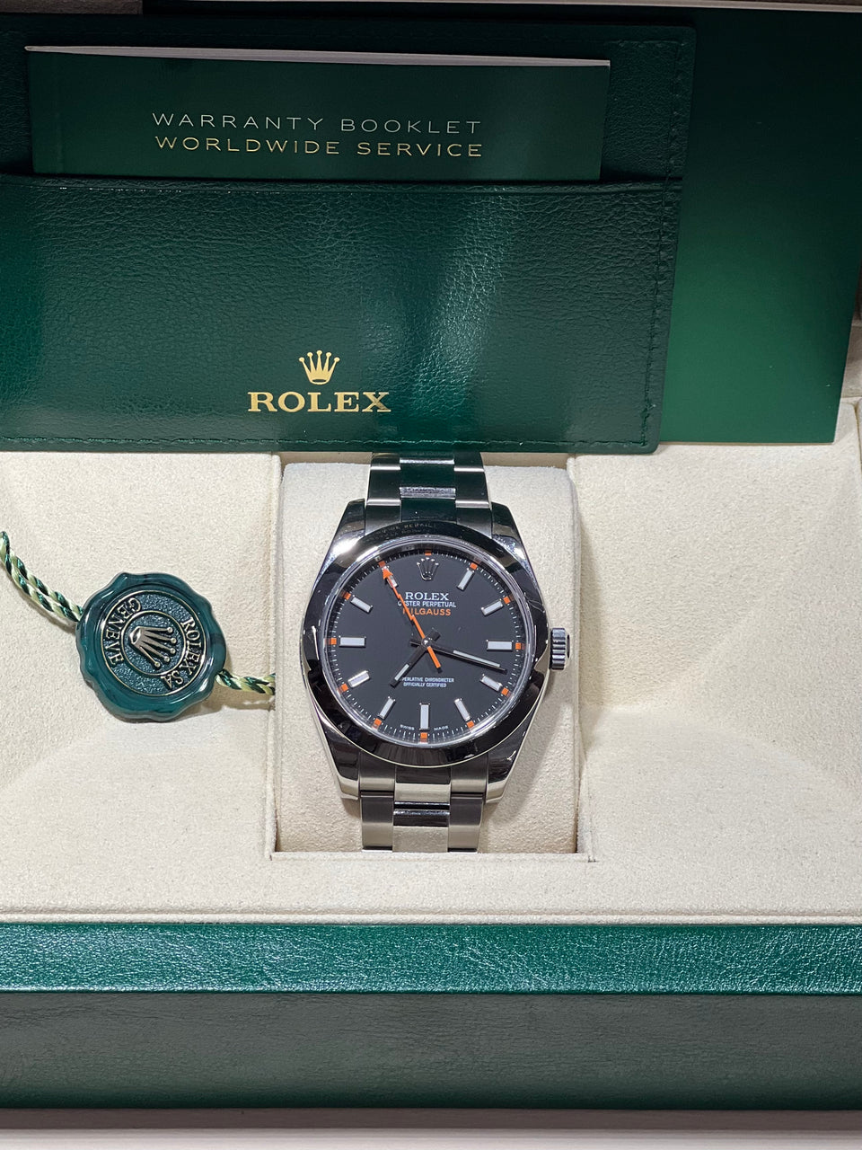 Rolex Steel Milgauss Watch - Black Dial