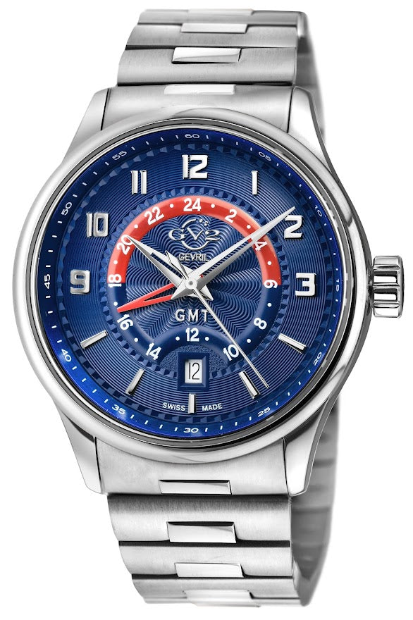 Giromondo GV2 by Gevril Swiss Made GMT bracelet Watch blue | Blue Dial