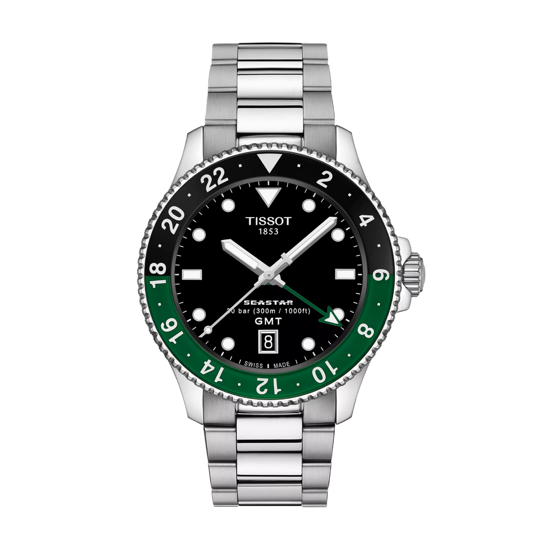 Seastar 1000 GMT Black / Stainless Steel | Black Dial