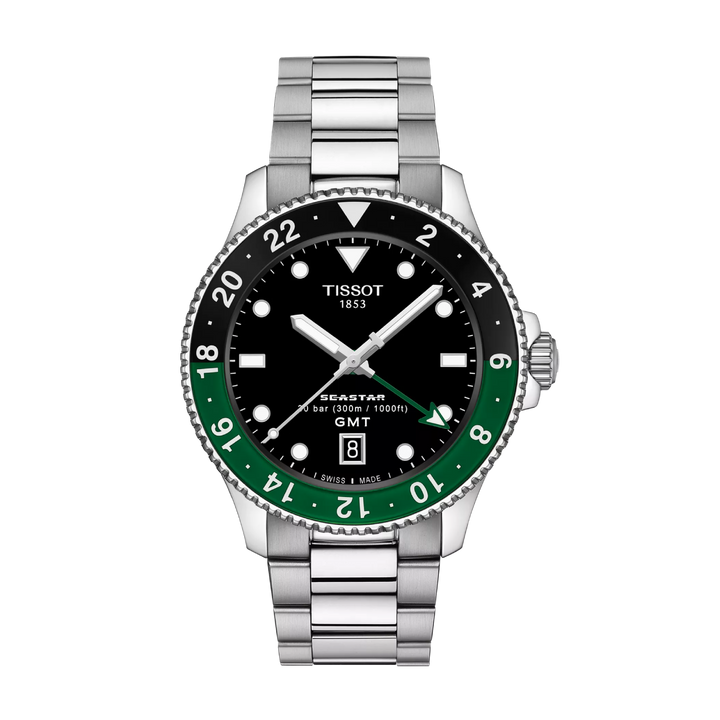 Seastar 1000 GMT Black / Stainless Steel | Black Dial