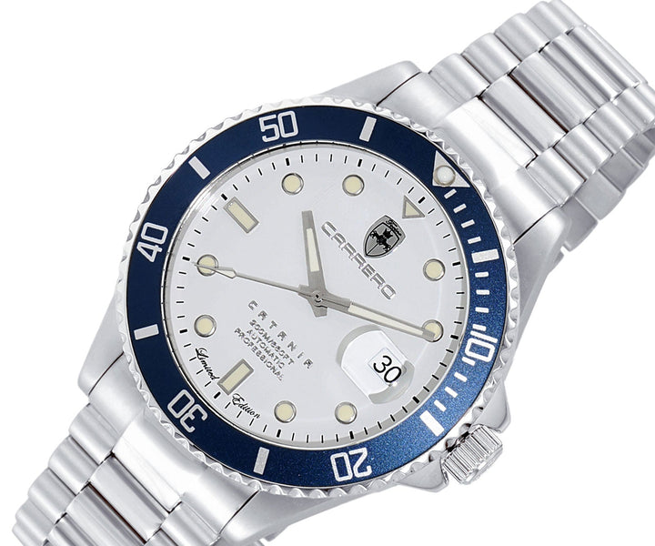 CATANIA -PD SILVER TONE/WHITE-BLUE | White Dial