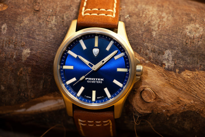 Titanium Field Black Case, Blue Sunray Dial, Dark Tan Strap | Blue Dial