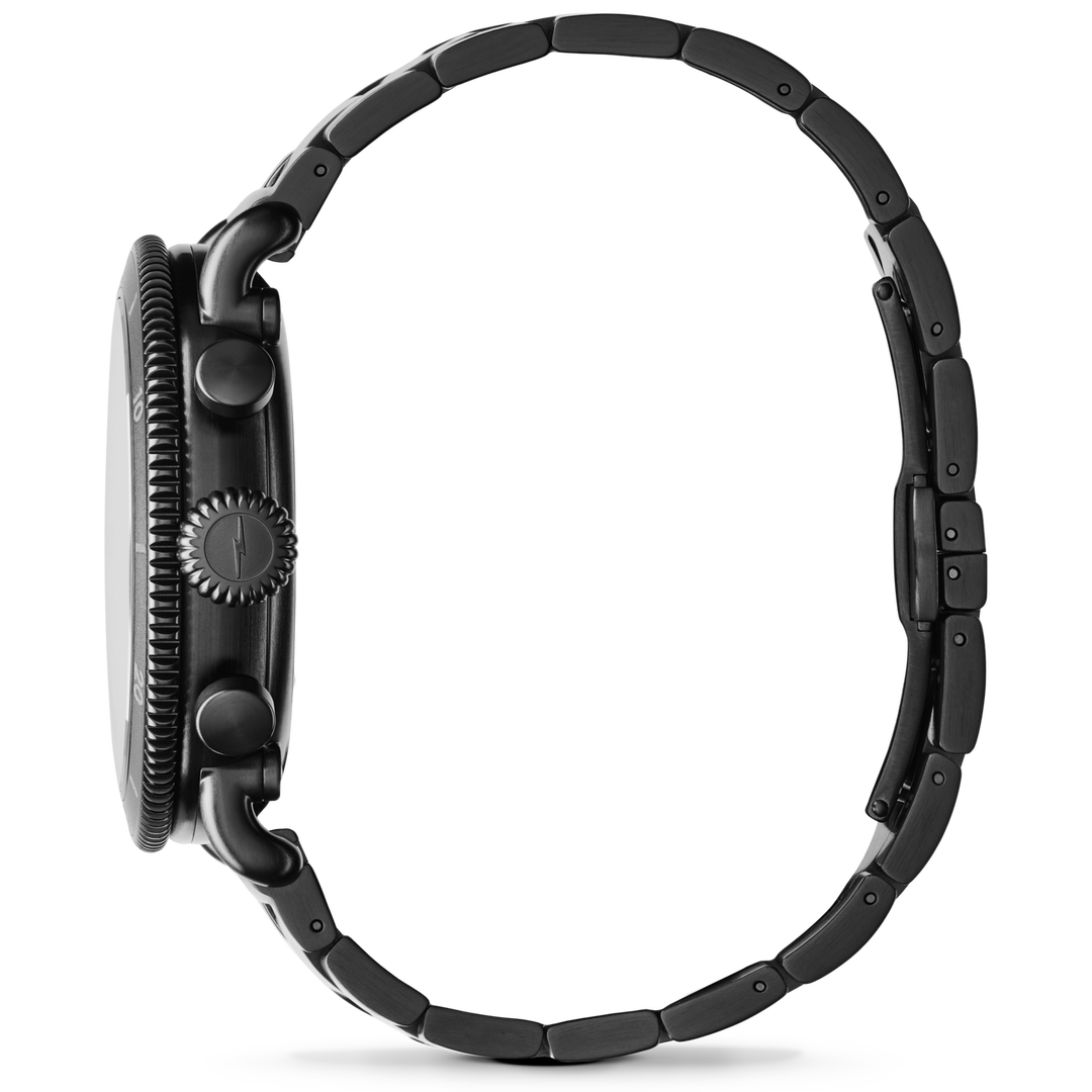 Runwell Sport Chronograph Watch Gunmetal Dial / Black Stainless Steel Bracelet G