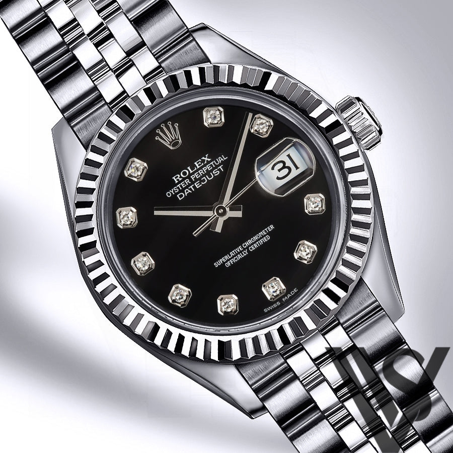 New Rolex - Datejust - 36mm Black Diamond Dial Stainless Steel Jubilee Bracelet