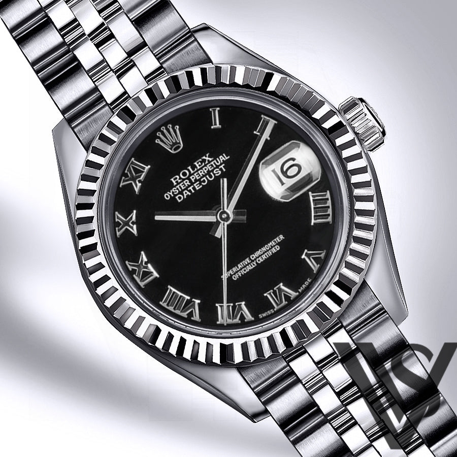 New Rolex - Datejust - 36mm Black Roman Numeral Dial Stainless Steel Jubilee Bracelet