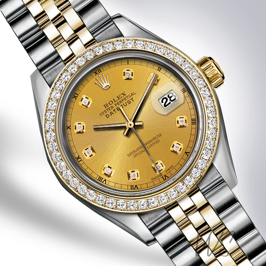 Rolex - Stainless Steel and Yellow Gold Datejust - Diamond Bezel - Yellow Gold Diamond Dial - Jubilee Bracelet