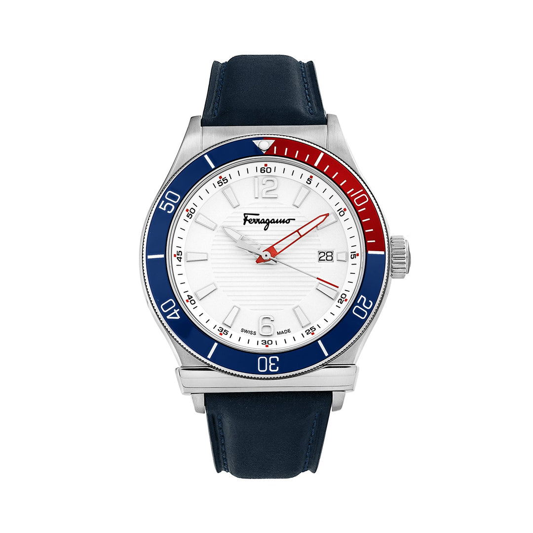 Ferragamo 1898 Sport 44mm / Silver / Blue | Silver Dial