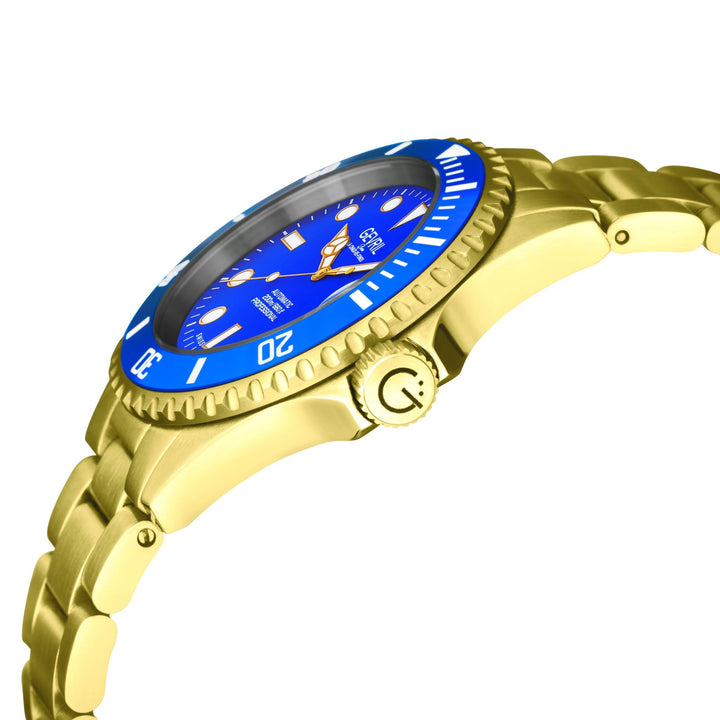 Wall Street Swiss Automatic  SW200 Blue Ceramic Bezel, IPYG Bracelet, Blue dial 