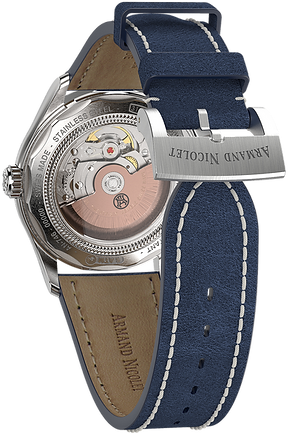 MO2-HS2 Jumping Hour Blue Dial / Blue Leather Strap Blue Guilloch decorated dial