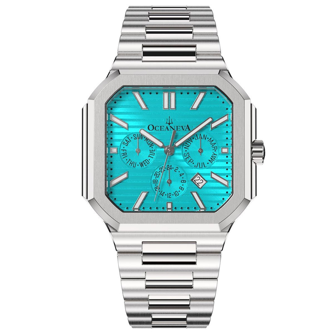 Tenuis Automatic Calendar Thin Watch Teal/Silver Teal/Silver | Teal Dial