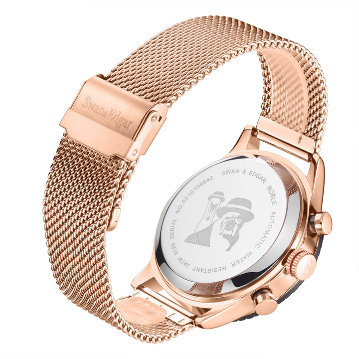 Race Line Automatic Black/Red Dial Rose Gold Milanese Bracelet Rose Gold Case 45