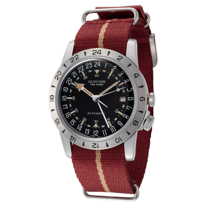 Airman The Chief GMT 40mm / Black / Burgundy Black Dial