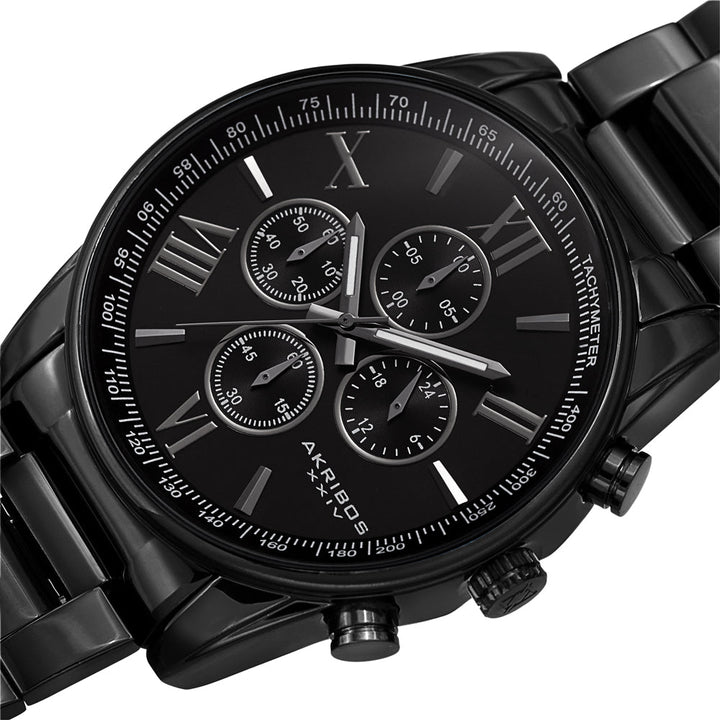 AK1072BK-Casual Black/Stainless Steel | Black Dial