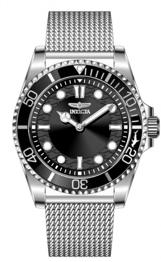 Pro Diver Men Black Dial / Stainless Steel Mesh Bracelet Black Dial