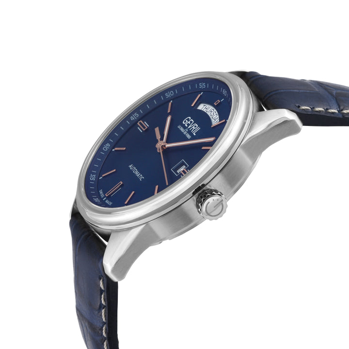 Excelsior Swiss made Automatic Sellita SW240, Day Date Blue Dial,  Blue Italian 