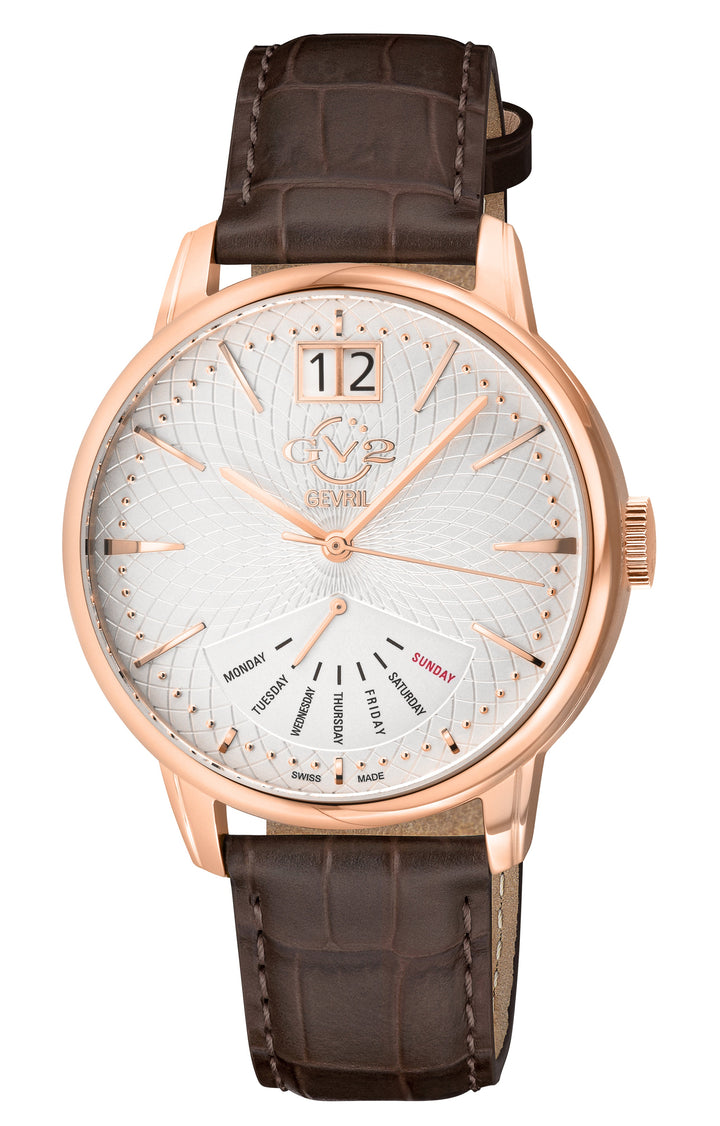 Rovescio Swiss Multifunction Big Date IPRG/White ,Brown Handmade Leather | White