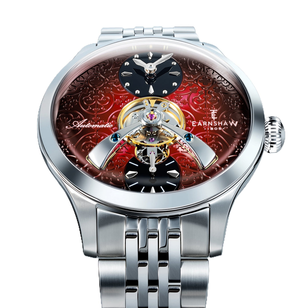 Dalton Fume Red  / Silver Stainless Steel Bracelet Red Dial