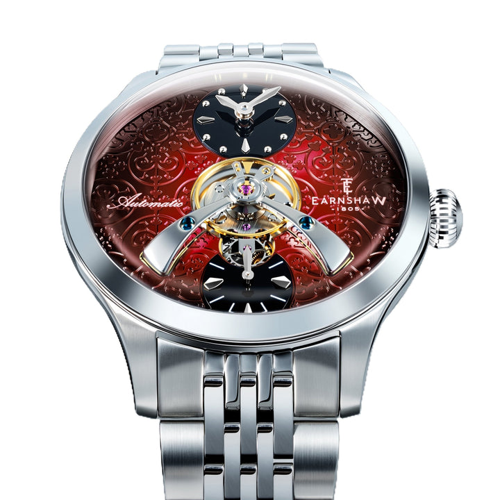 Dalton Fume Red  / Silver Stainless Steel Bracelet Red Dial