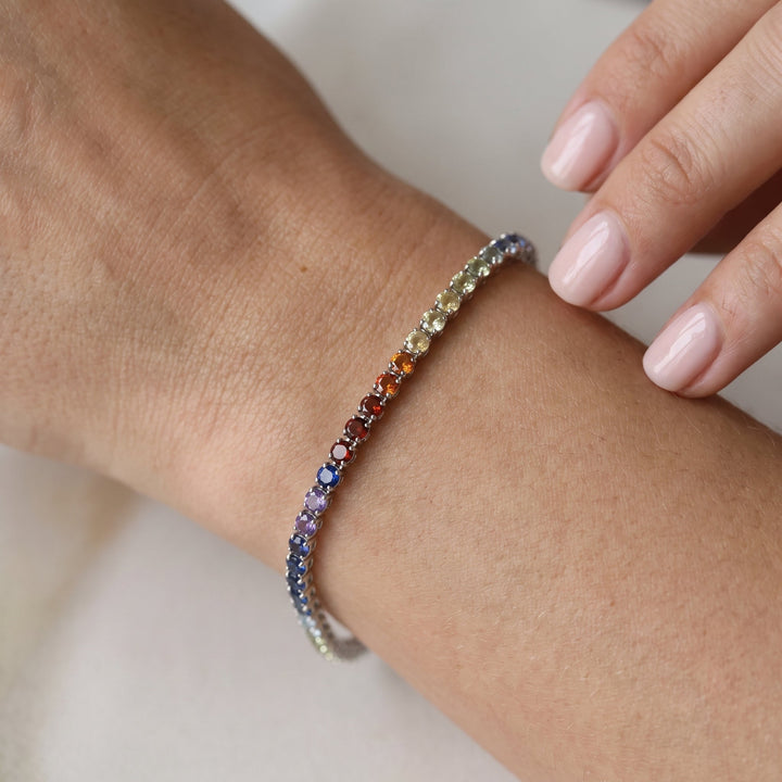Rainbow Sapphire Tennis Bracelet