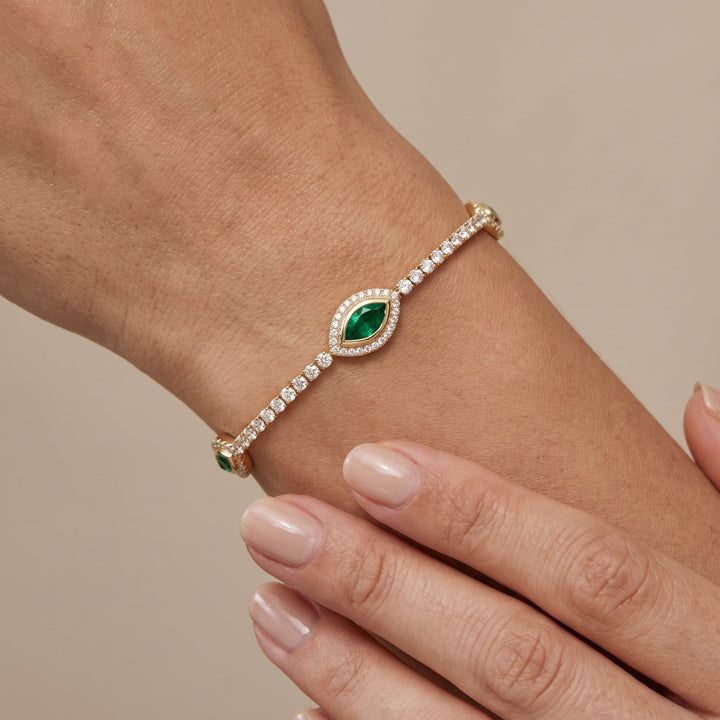 Emerald Triple Evil Eye Bracelet