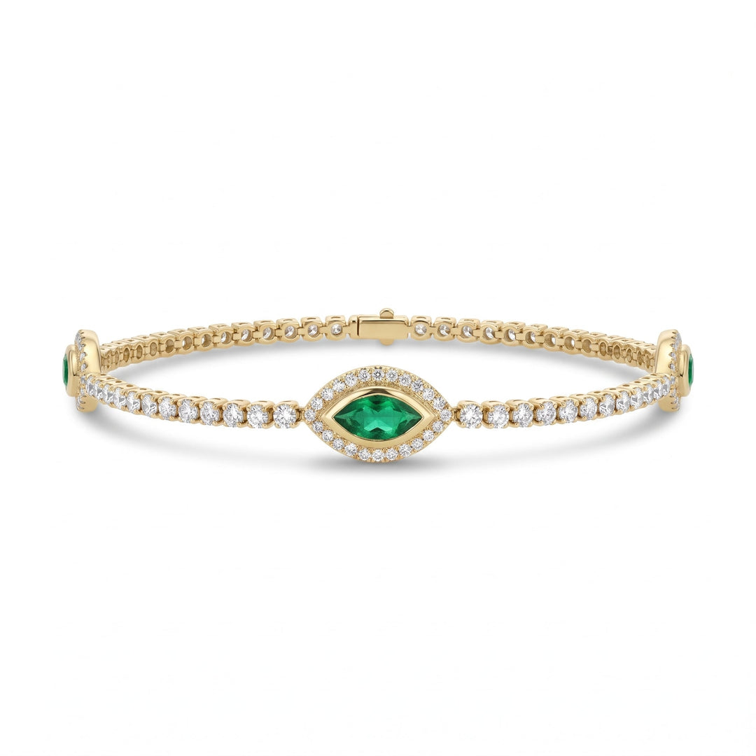 Emerald Triple Evil Eye Bracelet