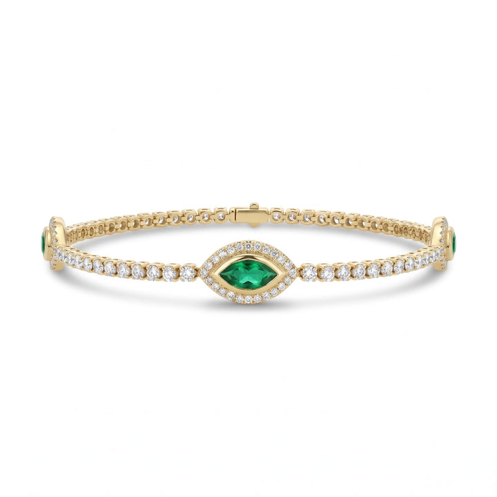 Emerald Triple Evil Eye Bracelet