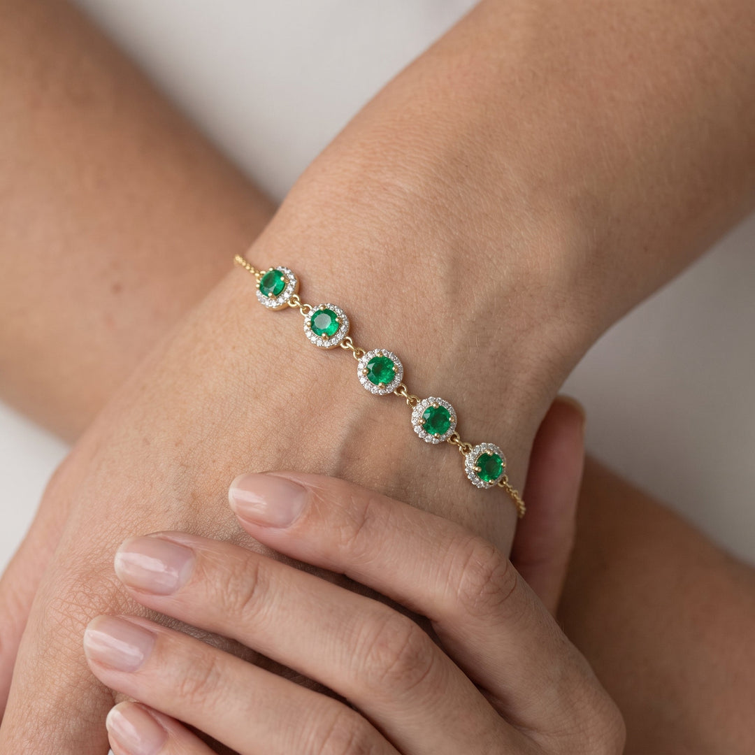 Emerald Halo Station Bracelet