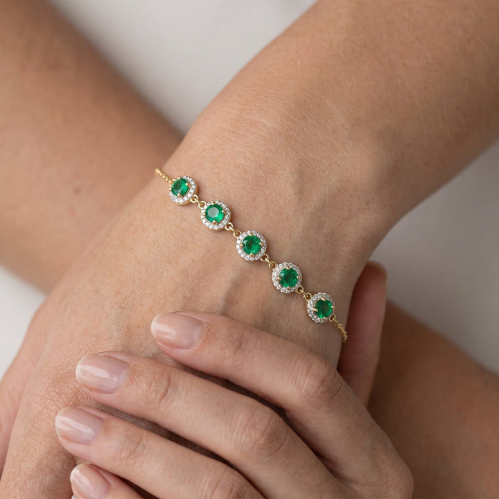 Emerald Halo Station Bracelet