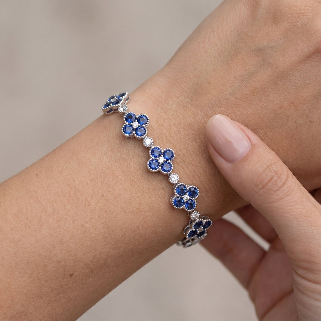 Sapphire Clover Tennis Bracelet