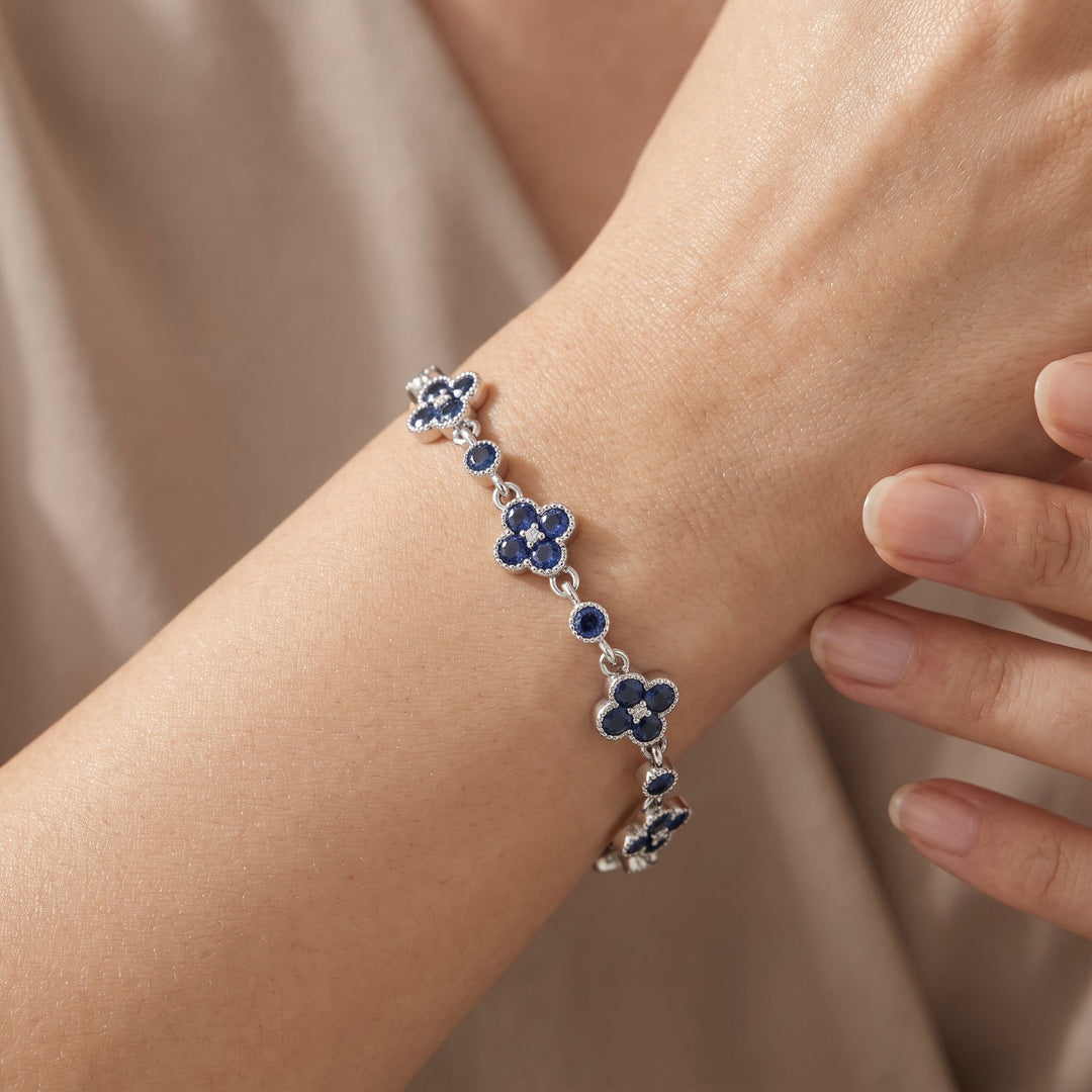 Blue Sapphire Clover Bracelet