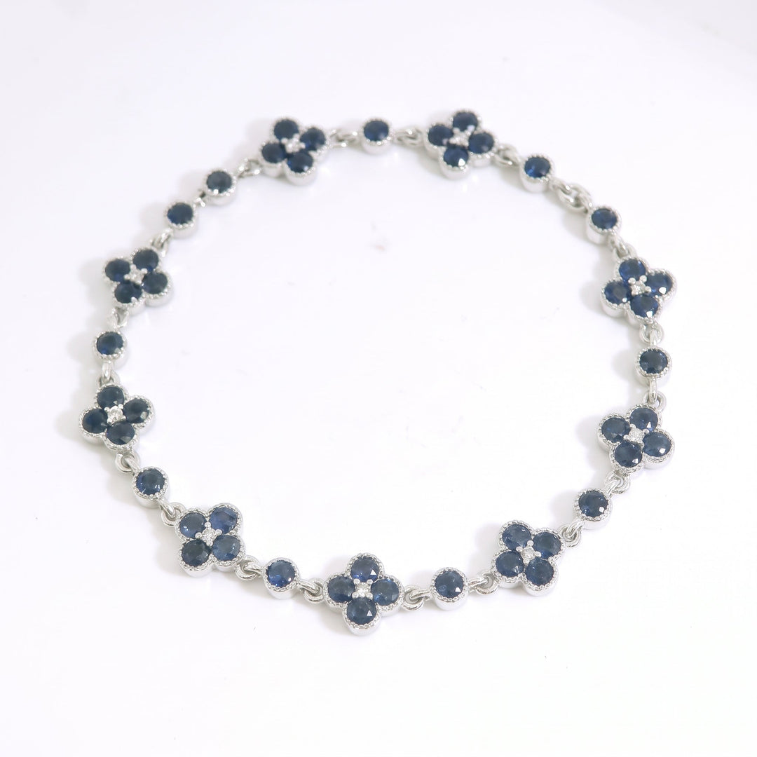 Blue Sapphire Clover Bracelet