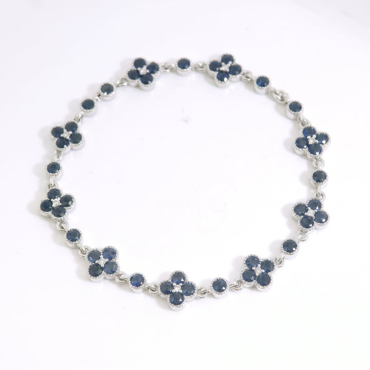 Blue Sapphire Clover Bracelet