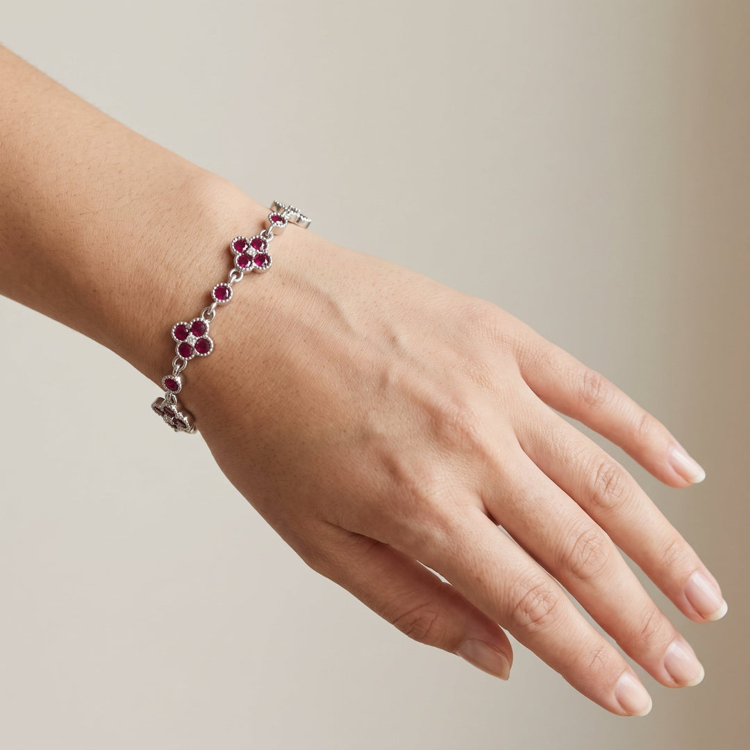Ruby Clover Bracelet