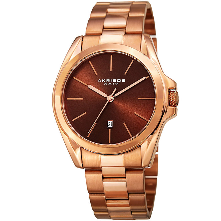 Casual-AK948RGBR Rose Gold/Stainless Steel | Brown Dial
