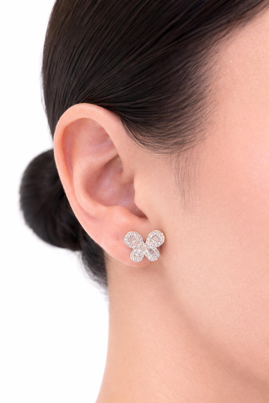 Butterfly Diamond Stud Earrings