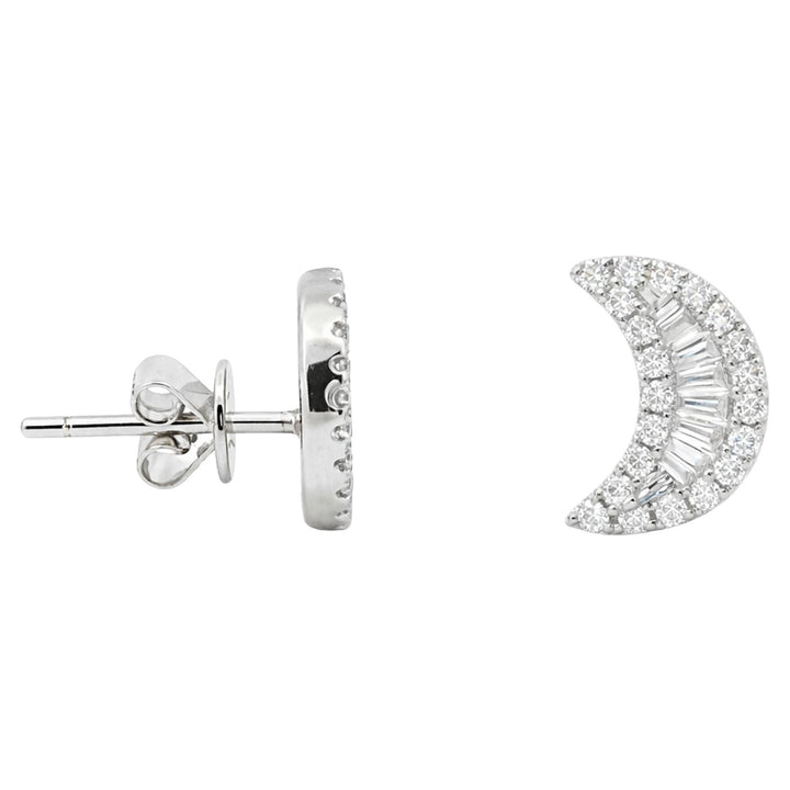 Diamond Crescent Moon Stud Earrings