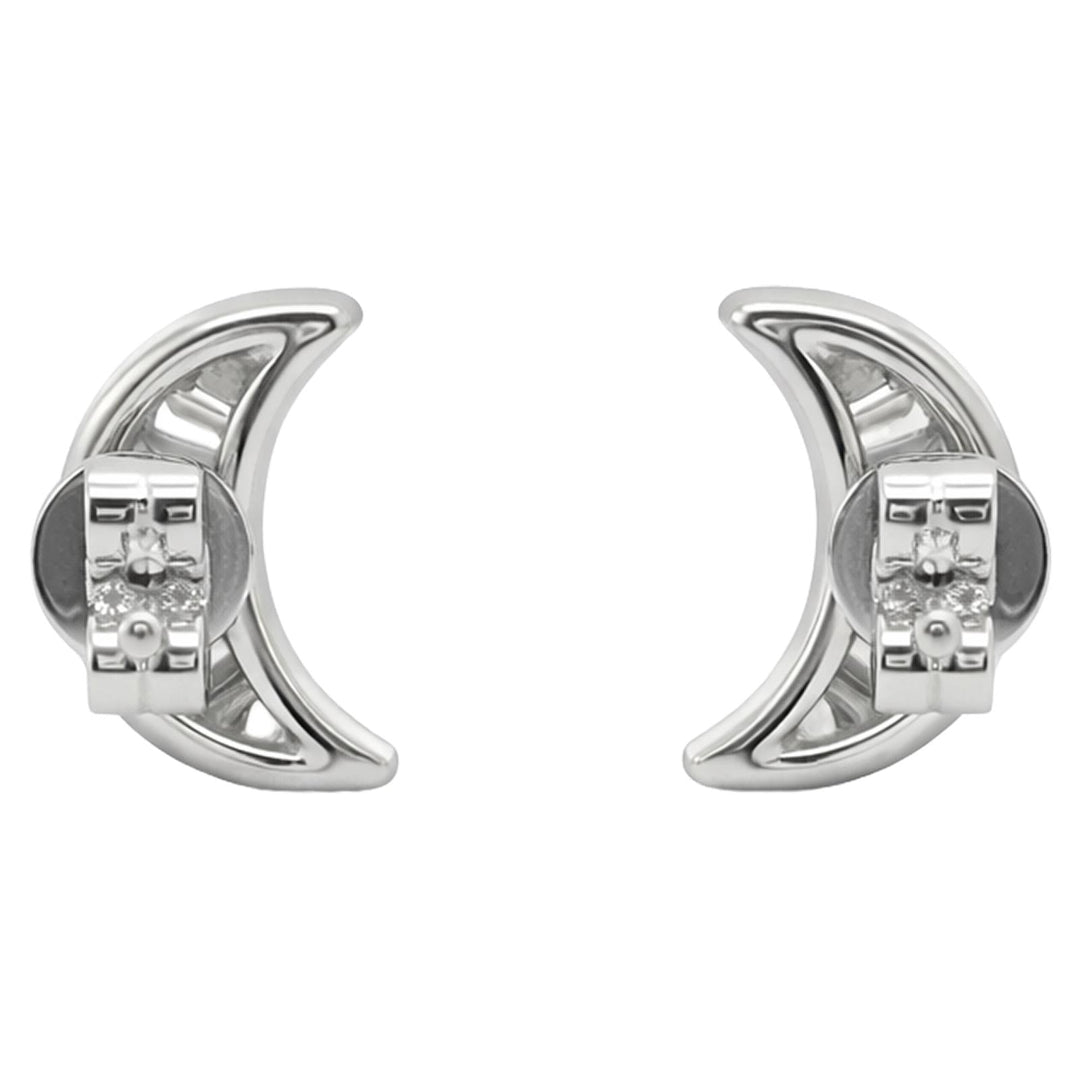 Diamond Crescent Moon Stud Earrings