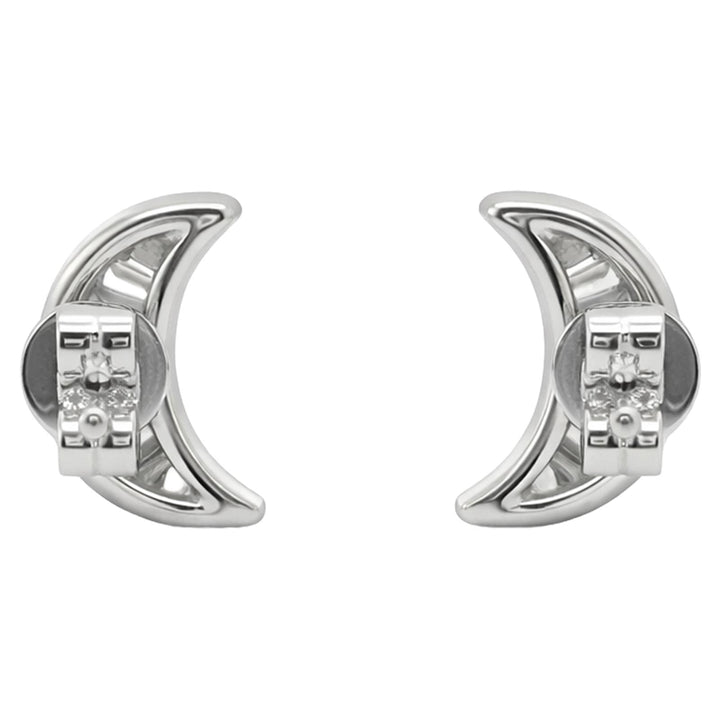 Diamond Crescent Moon Stud Earrings