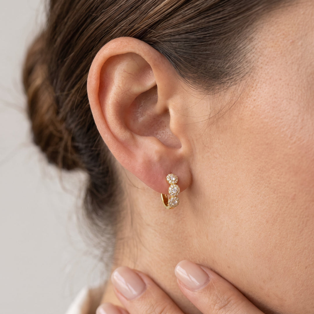 Diamond Cluster Huggie Earrings