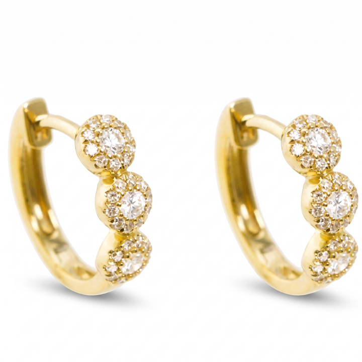 Diamond Cluster Huggie Earrings
