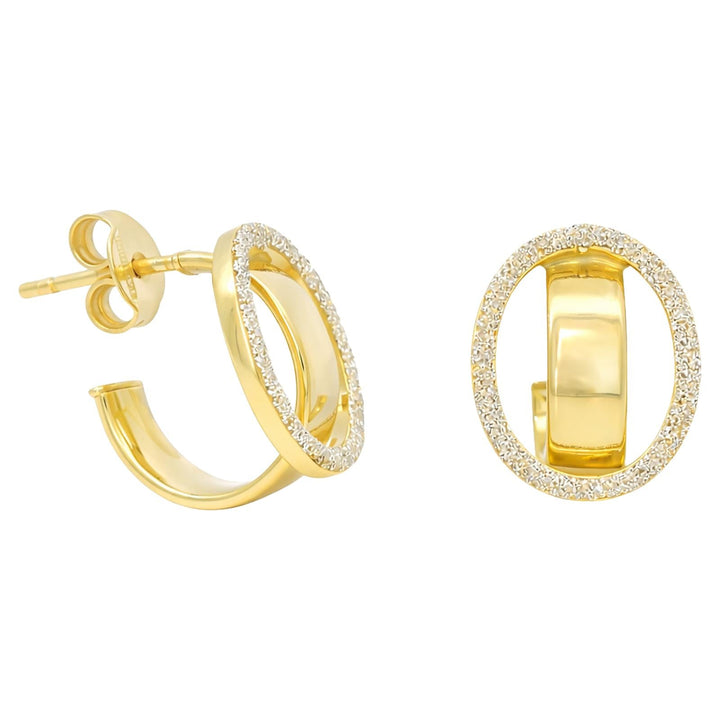 Diamond Dust Oval Huggie Earrings