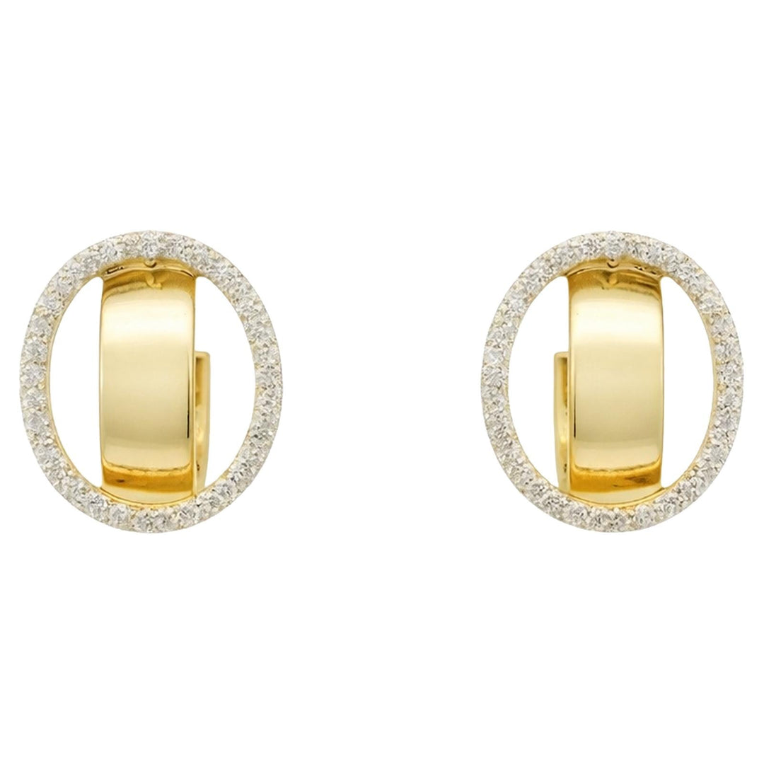Diamond Dust Oval Huggie Earrings