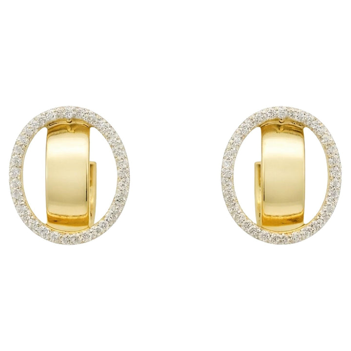Diamond Dust Oval Huggie Earrings