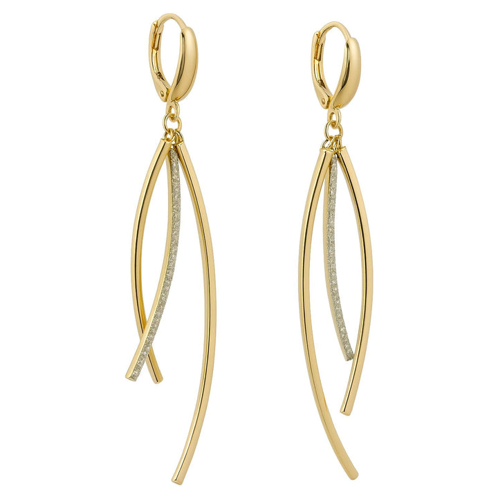 Diamond Dust Dual-Arc Drop Earrings