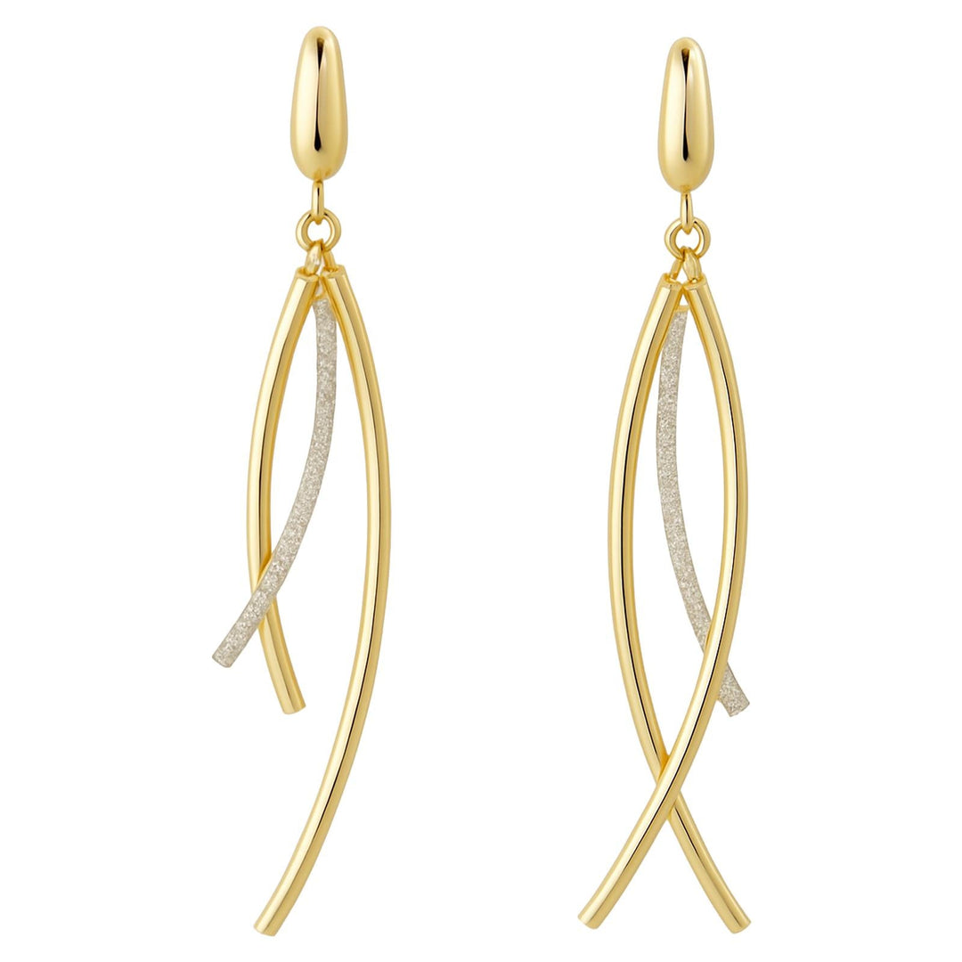 Diamond Dust Dual-Arc Drop Earrings