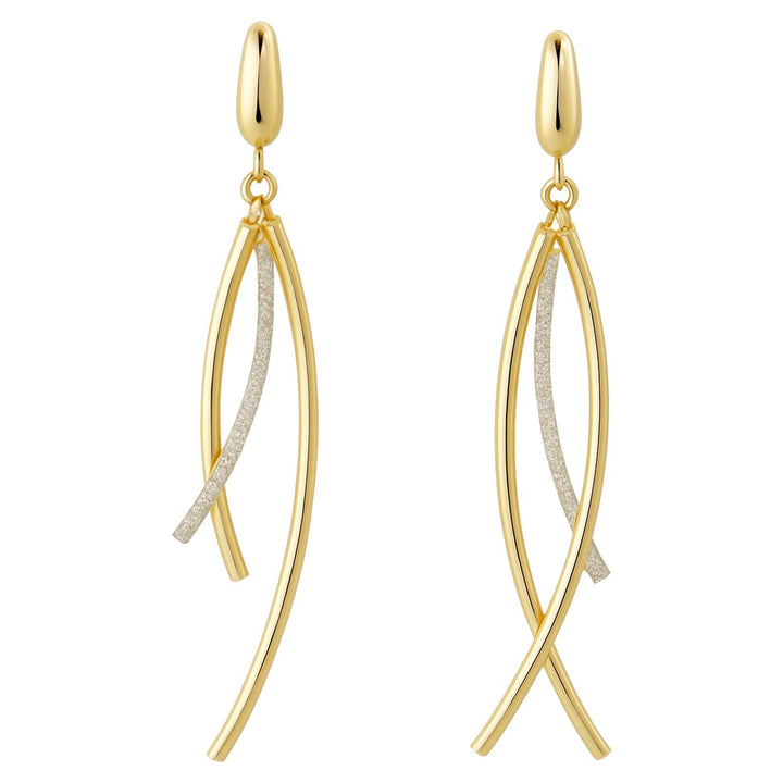 Diamond Dust Dual-Arc Drop Earrings
